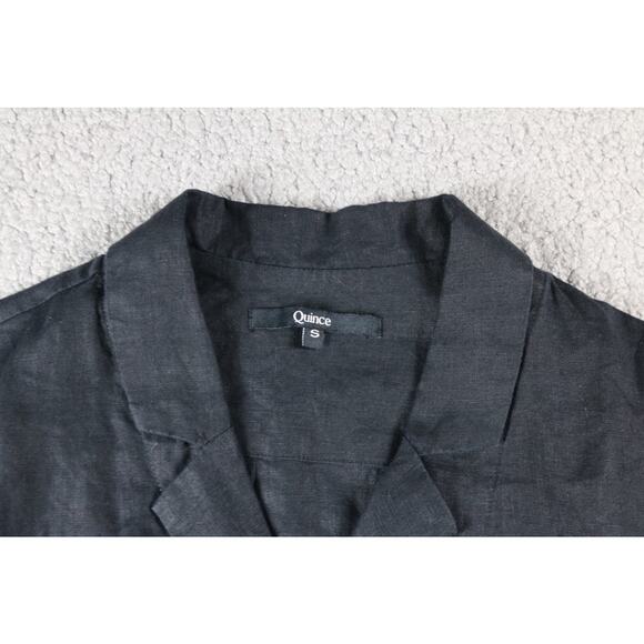 Quince Linen Shirt Black Small European Flax Button Up Short Sleeve - Picture 3 of 6